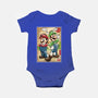 Super Plumber Bros Woodblock-Baby-Basic-Onesie-DrMonekers