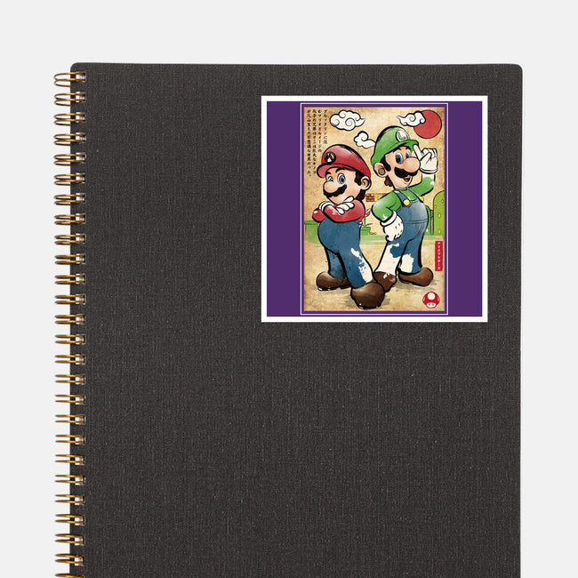 Super Plumber Bros Woodblock-None-Glossy-Sticker-DrMonekers