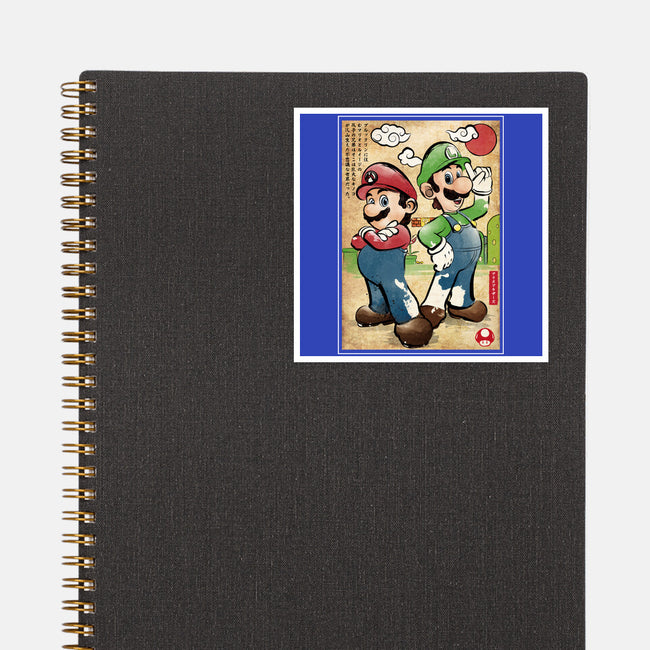 Super Plumber Bros Woodblock-None-Glossy-Sticker-DrMonekers