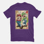 Super Plumber Bros Woodblock-Womens-Fitted-Tee-DrMonekers