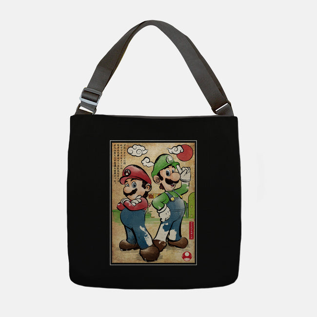 Super Plumber Bros Woodblock-None-Adjustable Tote-Bag-DrMonekers