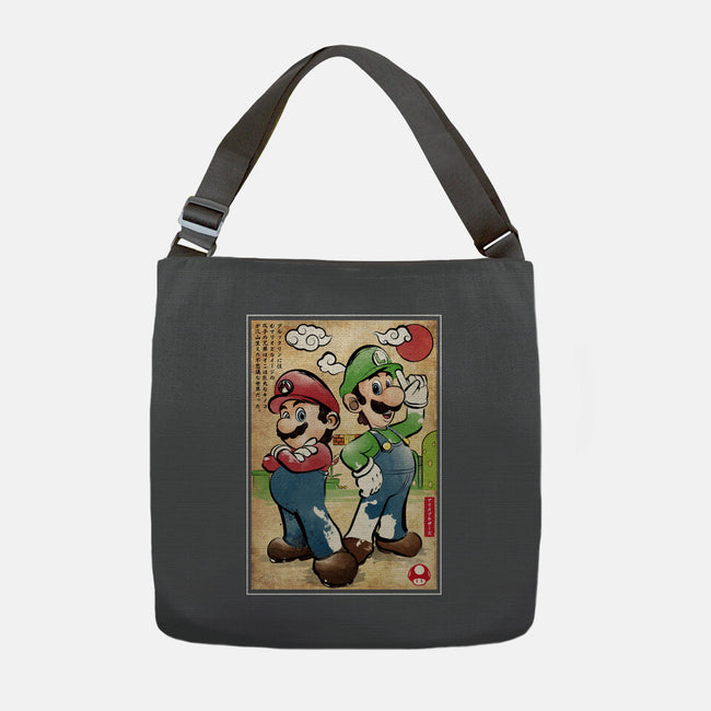 Super Plumber Bros Woodblock-None-Adjustable Tote-Bag-DrMonekers
