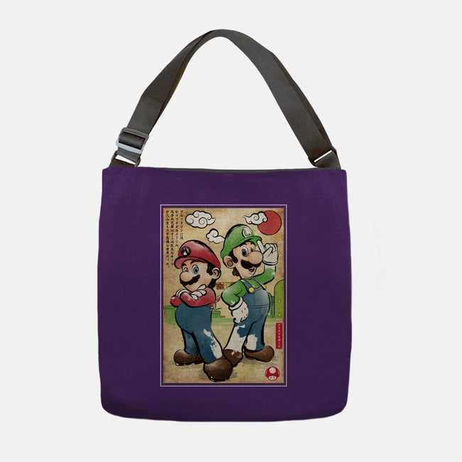 Super Plumber Bros Woodblock-None-Adjustable Tote-Bag-DrMonekers