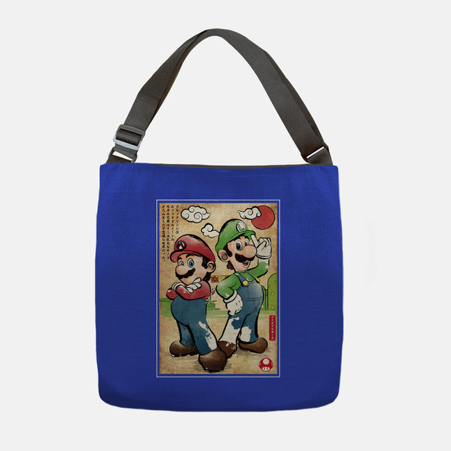 Super Plumber Bros Woodblock-None-Adjustable Tote-Bag-DrMonekers
