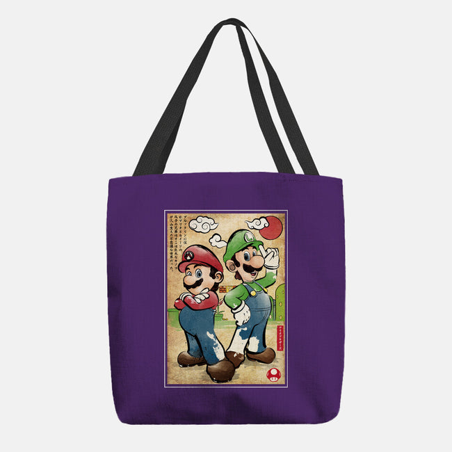 Super Plumber Bros Woodblock-None-Basic Tote-Bag-DrMonekers