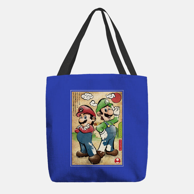 Super Plumber Bros Woodblock-None-Basic Tote-Bag-DrMonekers