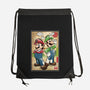 Super Plumber Bros Woodblock-None-Drawstring-Bag-DrMonekers