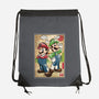 Super Plumber Bros Woodblock-None-Drawstring-Bag-DrMonekers