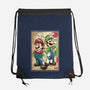Super Plumber Bros Woodblock-None-Drawstring-Bag-DrMonekers
