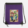 Super Plumber Bros Woodblock-None-Drawstring-Bag-DrMonekers