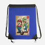 Super Plumber Bros Woodblock-None-Drawstring-Bag-DrMonekers