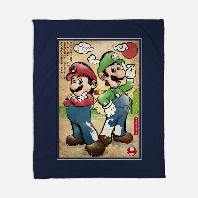 Super Plumber Bros Woodblock-None-Fleece-Blanket-DrMonekers