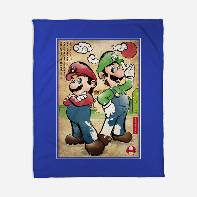 Super Plumber Bros Woodblock-None-Fleece-Blanket-DrMonekers