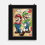 Super Plumber Bros Woodblock-None-Matte-Poster-DrMonekers