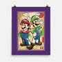 Super Plumber Bros Woodblock-None-Matte-Poster-DrMonekers
