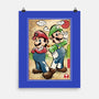 Super Plumber Bros Woodblock-None-Matte-Poster-DrMonekers