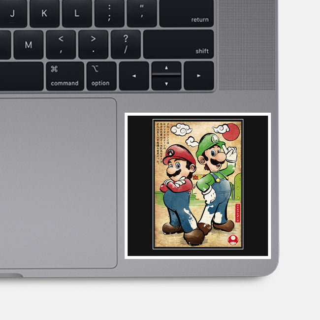 Super Plumber Bros Woodblock-None-Glossy-Sticker-DrMonekers