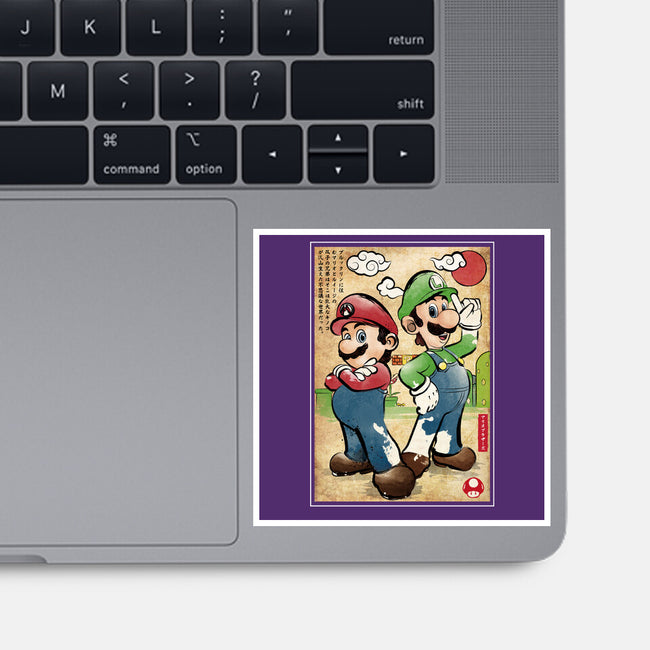Super Plumber Bros Woodblock-None-Glossy-Sticker-DrMonekers