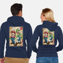 Super Plumber Bros Woodblock-Unisex-Zip-Up-Sweatshirt-DrMonekers