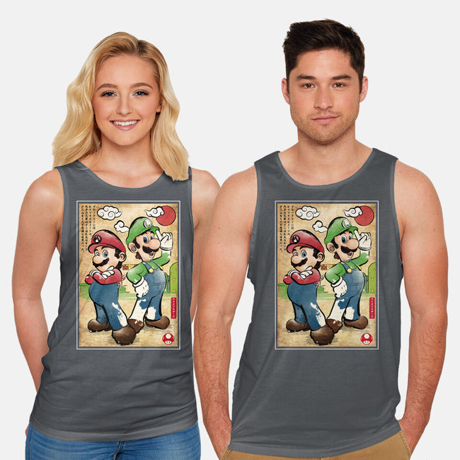 Super Plumber Bros Woodblock-Unisex-Basic-Tank-DrMonekers