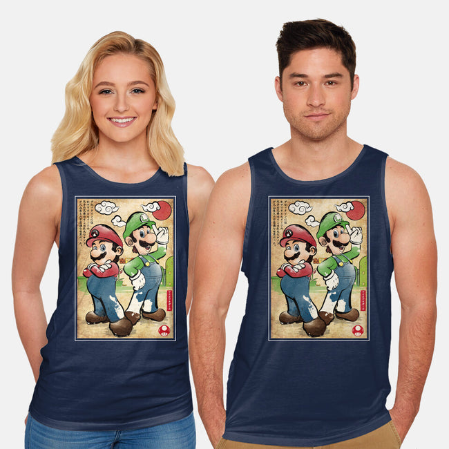 Super Plumber Bros Woodblock-Unisex-Basic-Tank-DrMonekers