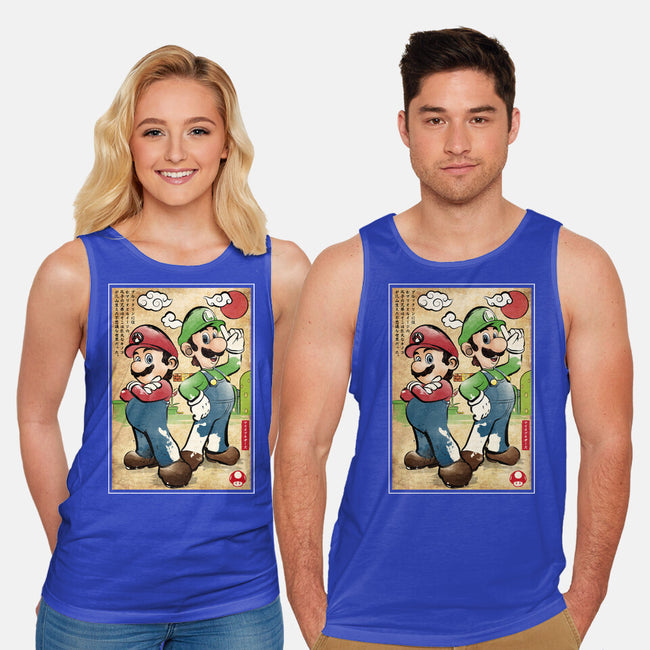 Super Plumber Bros Woodblock-Unisex-Basic-Tank-DrMonekers