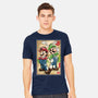Super Plumber Bros Woodblock-Mens-Heavyweight-Tee-DrMonekers