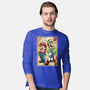 Super Plumber Bros Woodblock-Mens-Long Sleeved-Tee-DrMonekers