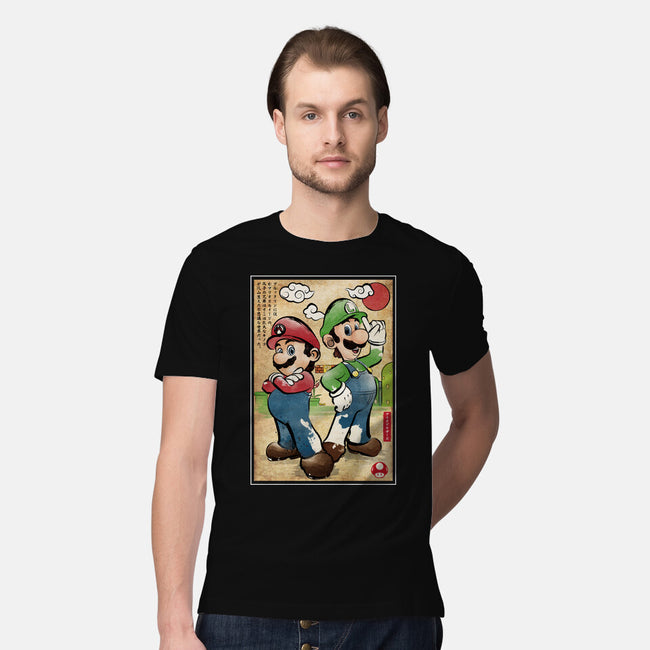 Super Plumber Bros Woodblock-Mens-Premium-Tee-DrMonekers