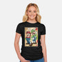Super Plumber Bros Woodblock-Womens-Fitted-Tee-DrMonekers