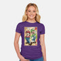 Super Plumber Bros Woodblock-Womens-Fitted-Tee-DrMonekers