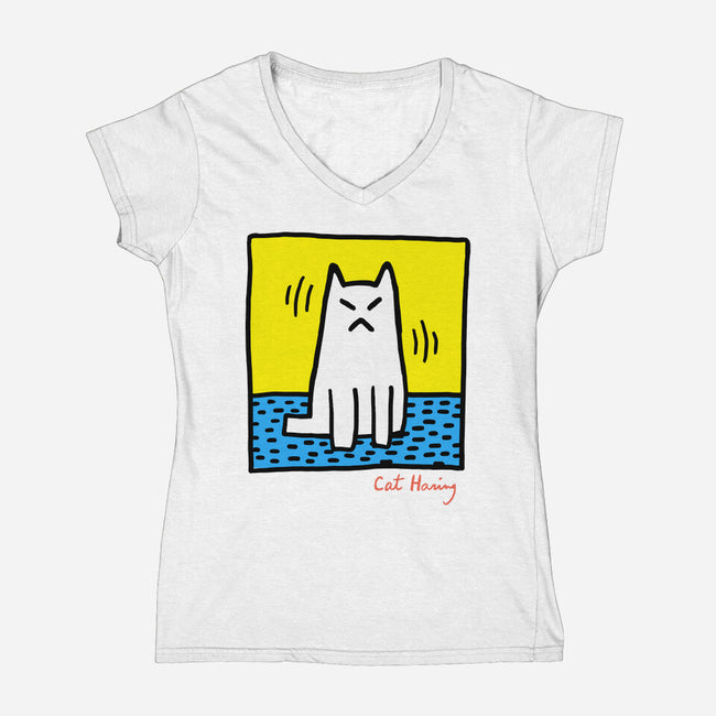 Cat Haring-Womens-V-Neck-Tee-vp021
