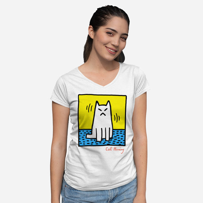 Cat Haring-Womens-V-Neck-Tee-vp021