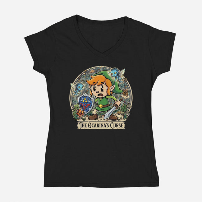 The Ocarinas Curse-Womens-V-Neck-Tee-Millersshoryotombo