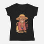 Monkey Pirate King-Womens-V-Neck-Tee-vp021