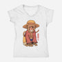 Monkey Pirate King-Womens-V-Neck-Tee-vp021