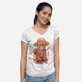 Monkey Pirate King-Womens-V-Neck-Tee-vp021