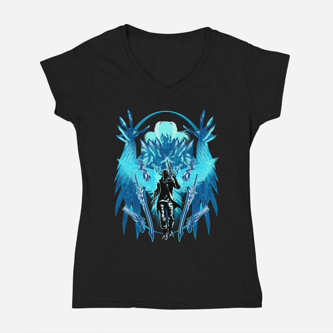 The Young Devil Hunter-Womens-V-Neck-Tee-hypertwenty