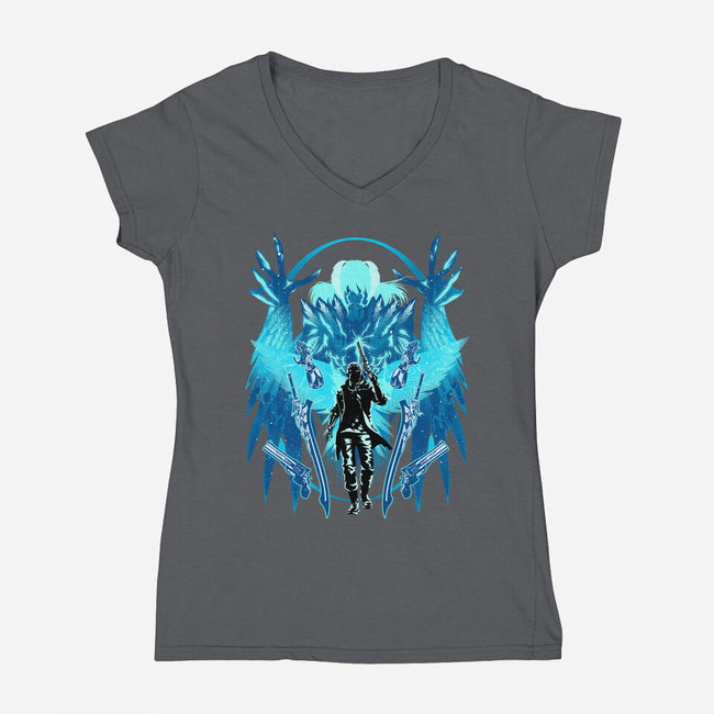 The Young Devil Hunter-Womens-V-Neck-Tee-hypertwenty
