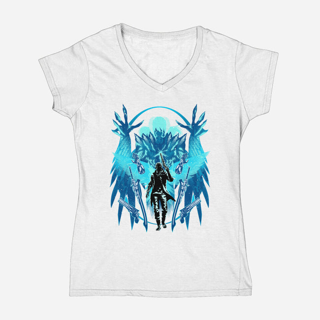 The Young Devil Hunter-Womens-V-Neck-Tee-hypertwenty