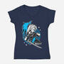 White Long Hair Boy-Womens-V-Neck-Tee-GoblinTengu
