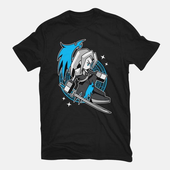 White Long Hair Boy-Womens-Fitted-Tee-GoblinTengu