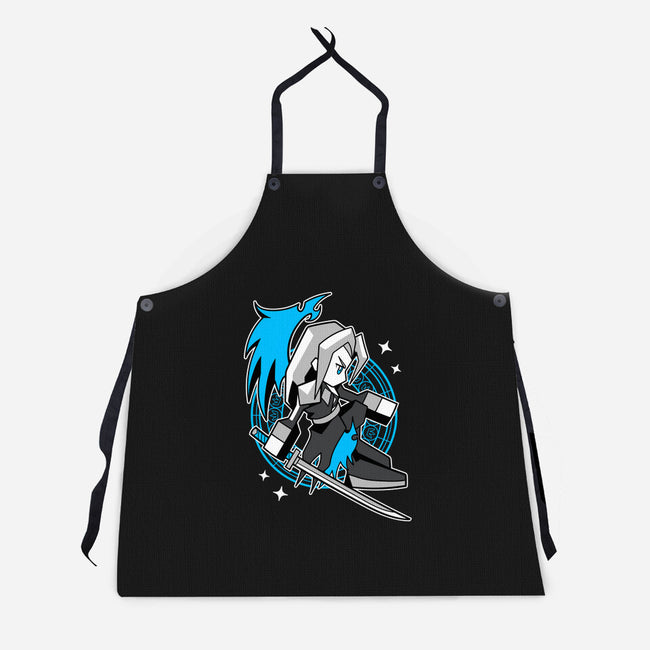 White Long Hair Boy-Unisex-Kitchen-Apron-GoblinTengu
