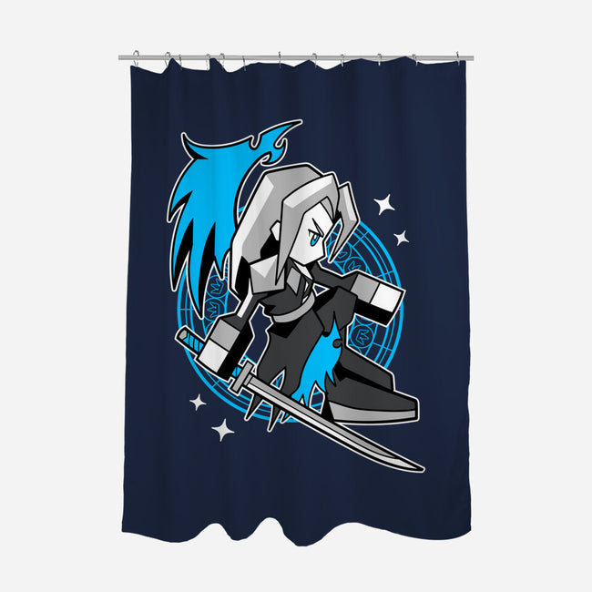 White Long Hair Boy-None-Polyester-Shower Curtain-GoblinTengu