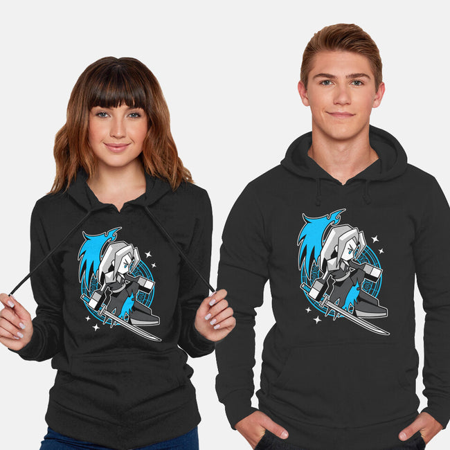 White Long Hair Boy-Unisex-Pullover-Sweatshirt-GoblinTengu