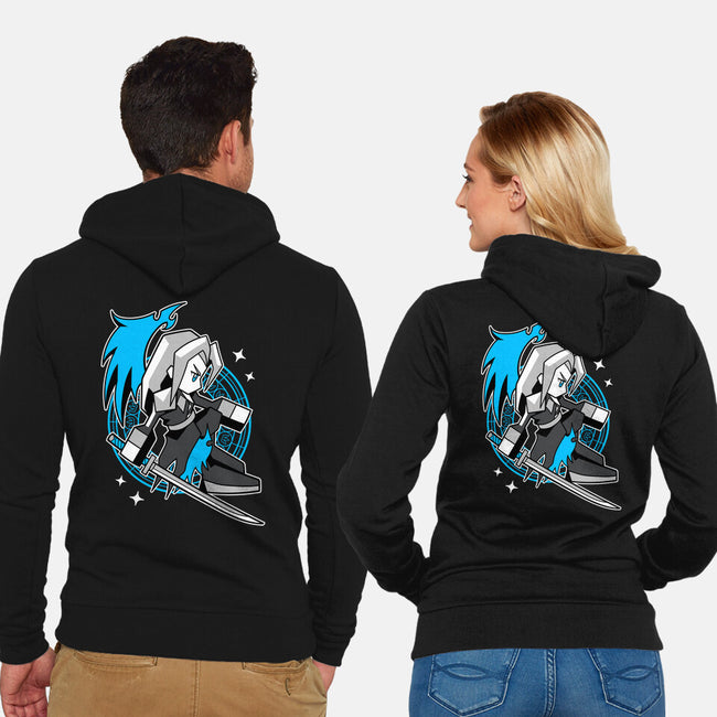 White Long Hair Boy-Unisex-Zip-Up-Sweatshirt-GoblinTengu
