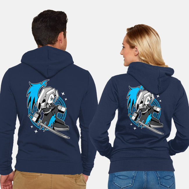 White Long Hair Boy-Unisex-Zip-Up-Sweatshirt-GoblinTengu