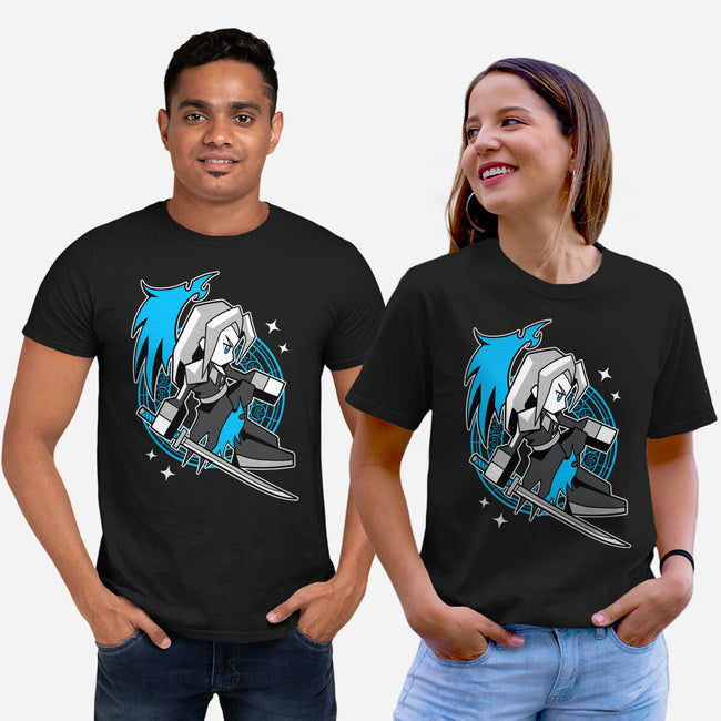 White Long Hair Boy-Unisex-Basic-Tee-GoblinTengu