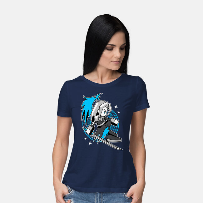 White Long Hair Boy-Womens-Basic-Tee-GoblinTengu