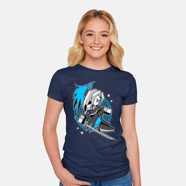 White Long Hair Boy-Womens-Fitted-Tee-GoblinTengu